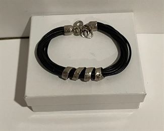 Sterling silver and leather silpada bracelet - over 8 1/4 inches in length - price 25 dollars 