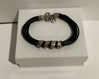 Sterling silver and leather silpada bracelet - over 8 1/4 inches in length - price 25 dollars