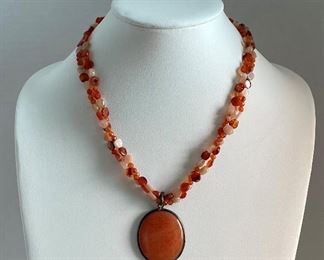 sterling and stone necklace - 19 1l2 inches in length - price 30 dollars