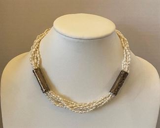 Sterling silver and pearl necklace - 18 inches in length - price 75 dollars