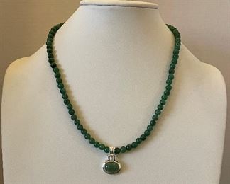 jade and sterling necklace - 20 1/2 inches in length - price 30 dollars