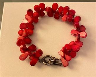 coral bracelet with sterling clasp - 8 inches in length - price 20 dollars