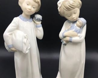Lladro/Zaphir figures Boy & Girl ready for bedtime