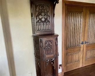 Antique French Gothic Revival Votive Cabinet Religious Veneration.  see www.StubbsEstates.com for auction listing