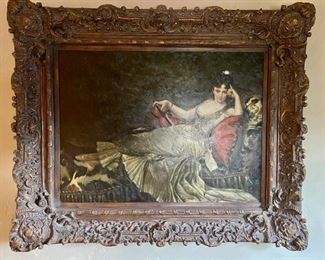 Original Napoleonic-Style Lounge Boudoir Portrait Painting.  see www.StubbsEstates.com for auction listing