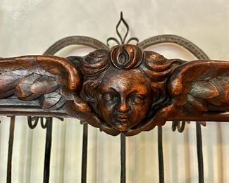 Monumental French Carved Wood and Iron Hanging Rack detail.  see www.StubbsEstates.com for auction listing