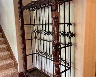 Monumental French Carved Wood and Iron Hanging Rack.  see www.StubbsEstates.com for auction listing