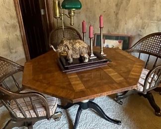 Drexel Heritage Table & Chairs.  Brass Conversion Electric Lamp