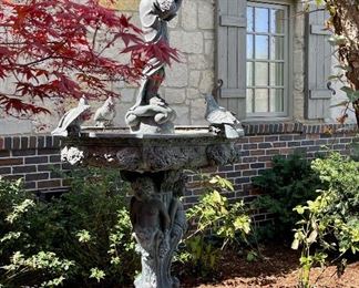 Monumental Bronze Figural Garden Fountain Fountain After Emile Carlier