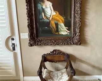 Nepoleonic-Style Portrait & French Gothic Music Chair.  See at StubbsEstates.com