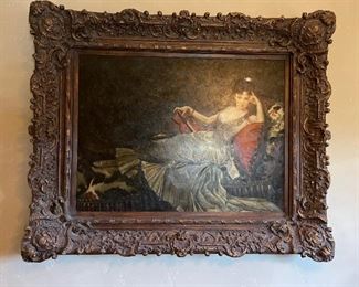 Original Napoleonic-Style Lounge Boudoir Portrait Painting.  see www.StubbsEstates.com for auction listing