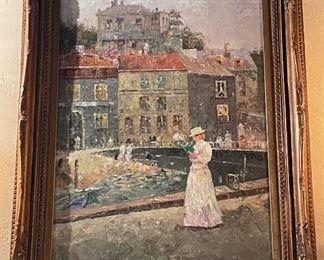 French Post Impressionist Genre Painting. Signed