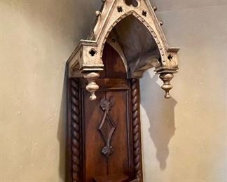 19th C French Gothic Revival Hanging Saint Shelf.  See see www.StubbsEstates.com for auction listing