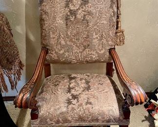 Incredible Gothic Revival Walnut Arm Chair