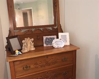 Antique chest of drawers with mirror