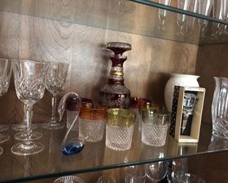 Antique wine decanter and glasses