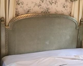 Handmade custom king wooden bed with velvet insert $2500