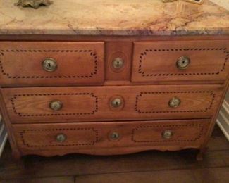 Marble top inlaid 4 drawer dresser- key whole hardware $4000