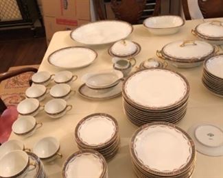 Beautiful Antique Limoge La Cloche French china 10 piece setting (12 dinner plates) with many extras and many special serving pieces