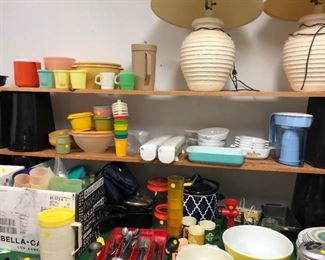 Tupperware, Pyrex, Lamps, crock pot