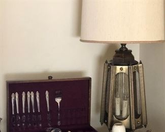 Vintage Table Lamp, Lenox Vase and Figurines, Porcelain Figurines.