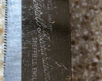 Brand engraving on carving  set.