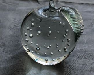 Glass Apple Paperweight