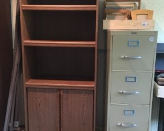 Bookcase 71in x 30in x 15.5in tall, 4 Drawer File Cabinet