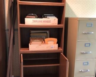 Bookcase, Picture Frames, File Cabinet