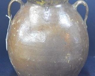 602 - Stoneware Dbl. Handle Storage Jar - Attributed to South Carolina