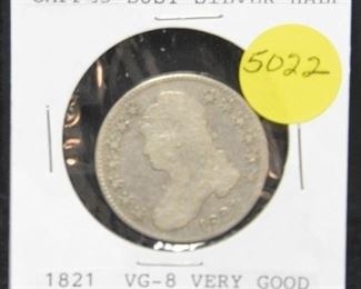 5022 - 1821 Capped Bust Silver Half Dollar