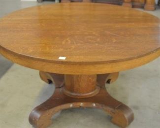 321 - Round Oak 54 Inch Table with Leaves