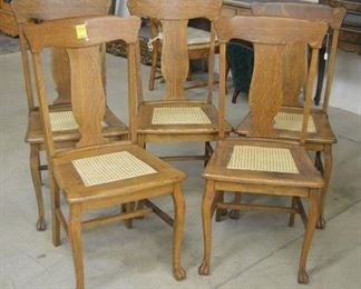 1302 - 5 Oak T-Back Chairs