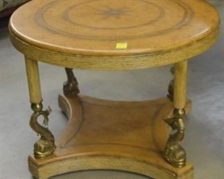 2353 - Round Table with Brass Dolphin Legs