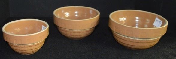 4079 - (3) Brown Glazed Stoneware Bowls