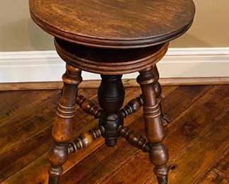 Antique Claw Foot Glass Ball Piano Swivel Stool