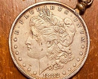 1882 Morgan Silver Dollar on Pendant 