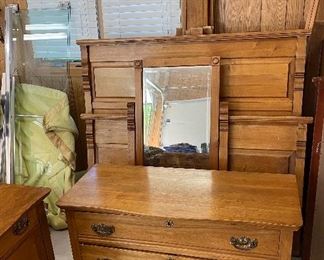 Antique Furniture in Fantastic Condition! Chest of Drawers w/ Mirror, Headboard, Footboard. 
