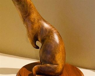 Rare Tom Taber Artist Signed Wood Carved Otter Sculpture 