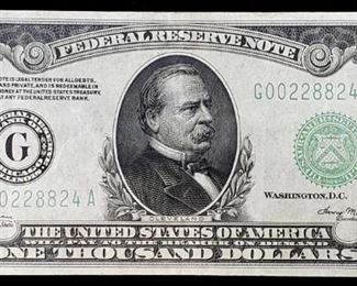 1934 A Series $1000 U.S. Federal Reserve Note