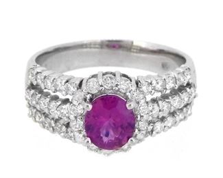 1.09ct Pink Sapphire & 0.38ct Diamond Ring 14K