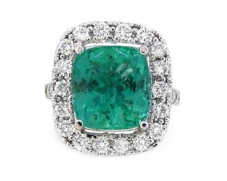 6.19ct Emerald & 1.61ct Diamond Ring 18K
