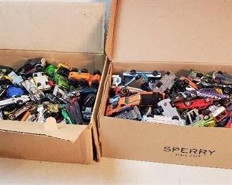 2 Full Boxes of Hot Wheels and Matchbox Vehicles