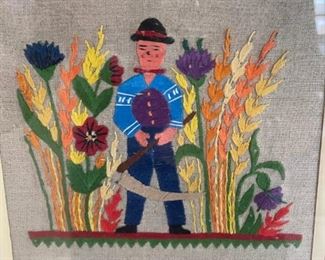 Detail of one of the European Crewel work pieces.