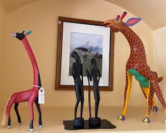 Oaxacan carvings by Susano Morales and African figural carvings.