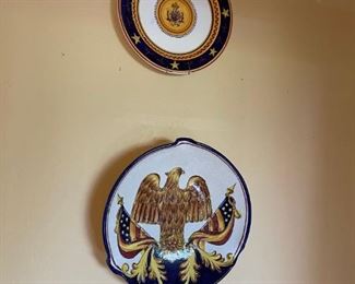 Patriotic majolica platters.
