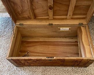 Interior of 1993 Camphor wood chest.