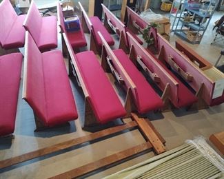 12 modern, upholstered pews