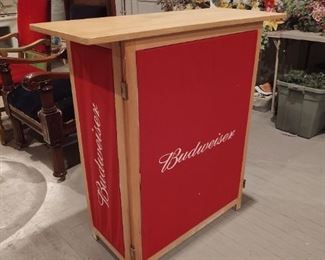 Portable Maple and fabric Budweiser bar