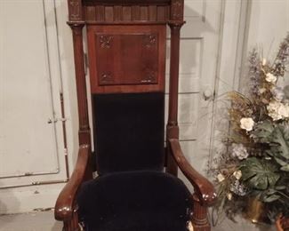The fancy blue velvet priest throne